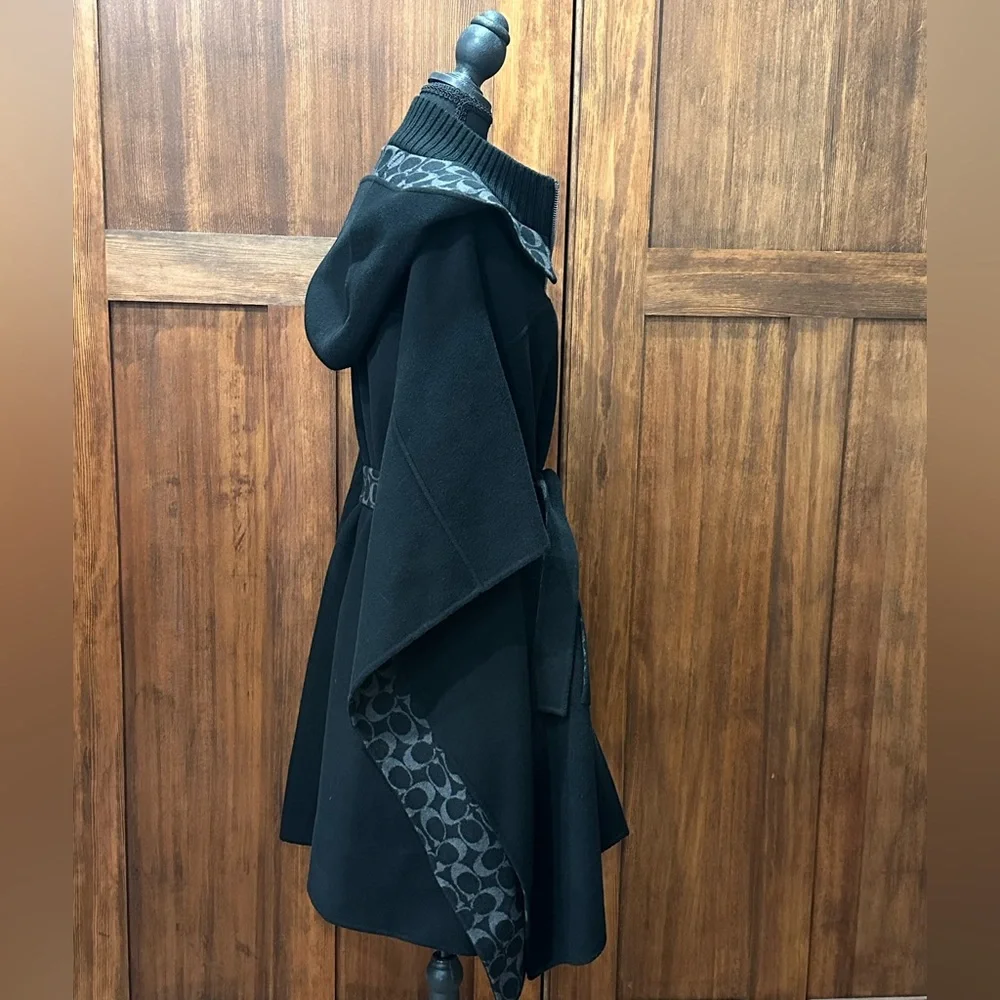 Coach Black Women's Sweater Cape with Belt - Picture 4 of 11